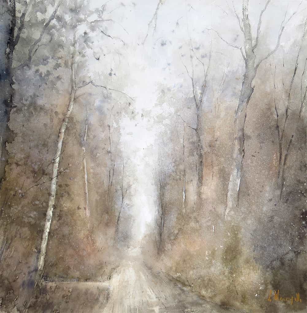 LA BREVE LUCE DELL'AUTUNNO 2017 60x60 acquerello copia ridotta