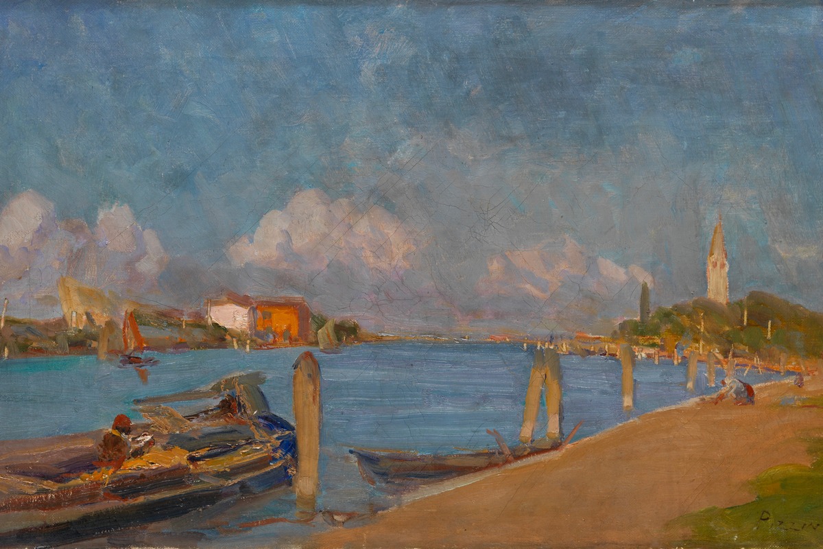 Luigi Pizzini Burano,1910 cm 37x59,5 olio su tela 2