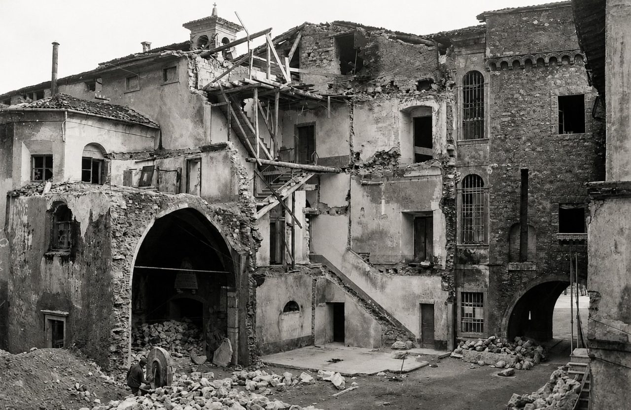 chiesa di San Rocco dopo il bombardamento Foto MAG AI